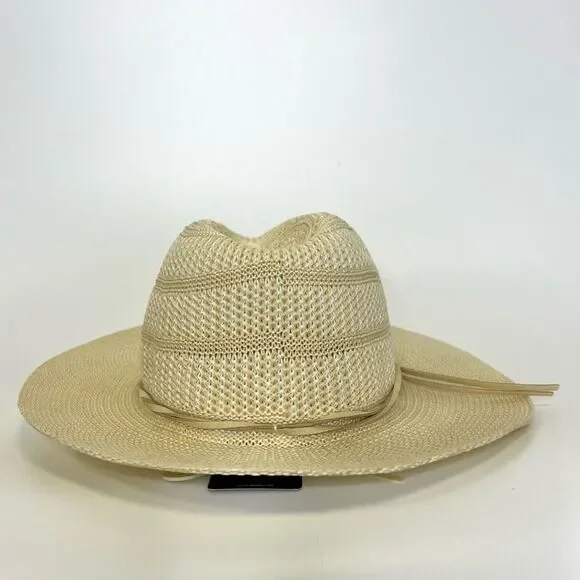 NEW Lucky Brand Stripe Woven Knit Hat Cream One Size - Picture 6 of 12